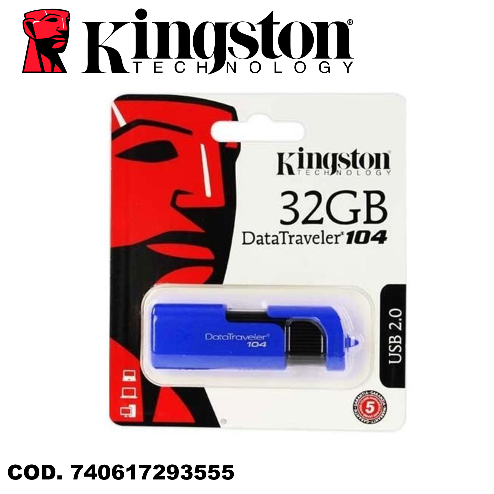 Memoria USB Kingston de 32 GB, azul